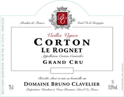 2016 Corton Grand Cru, Le Rognet, Domaine Bruno Clavelier